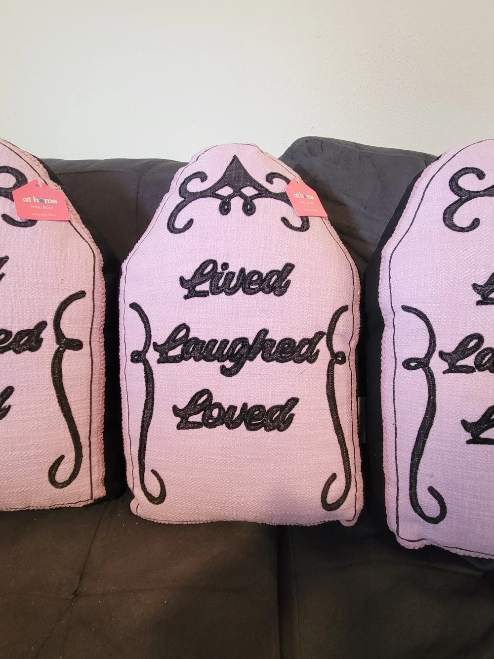 Lived Laughed Loved Pink Embroidered Holiday Pillow